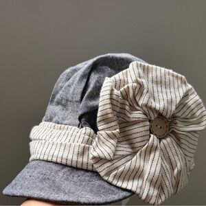 San Diego Hat Company blue and cream Striped Flower Cap